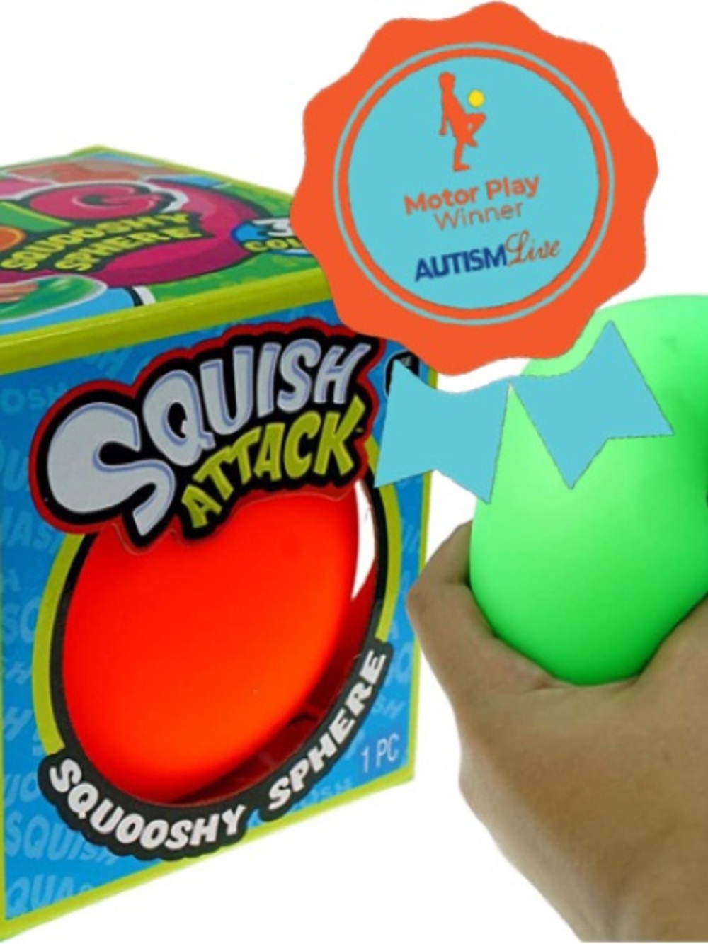 SQUISHY Squooshy Sphere - Bright ORANGE Stress Ball Toy